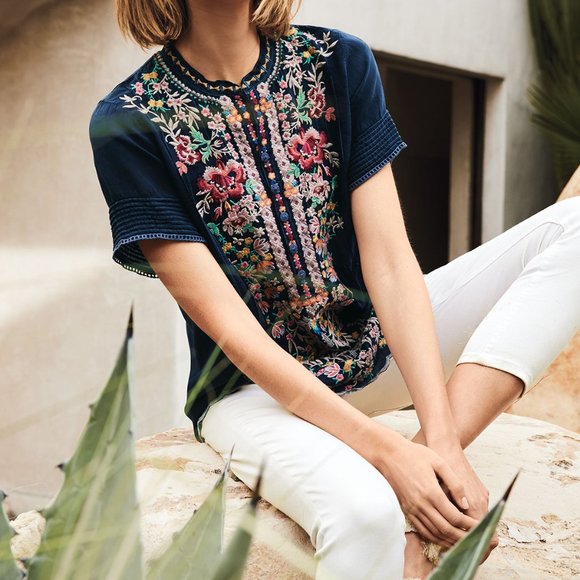 Johnny Was Tops - JOHNNY WAS Raina Pintuck Georgette Top {PP21}